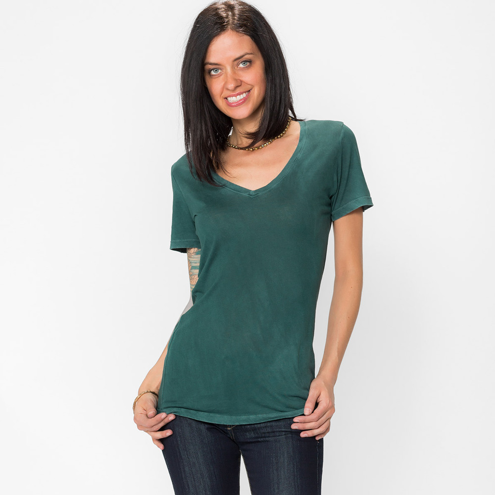 Cotton Citizen Dark Teal V-Neck Short Sleeve Tee